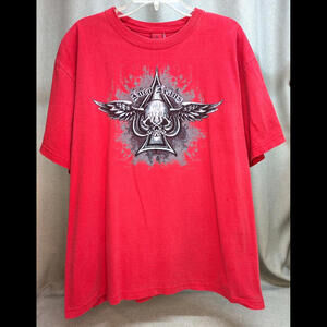 Jnco Jeans Men's Red XL T-Shirt Skull With Wings Front Back Graphics